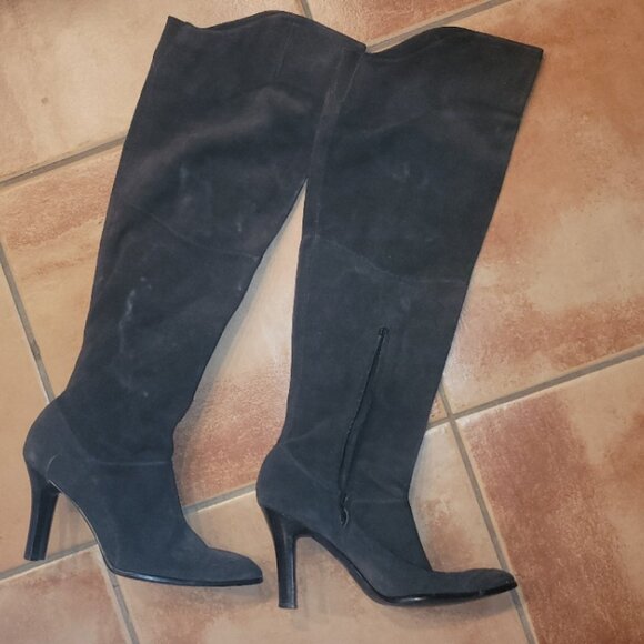 Suede heeled brown boots size 11 - Picture 1 of 11